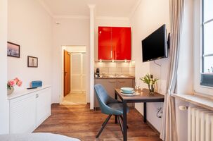 kombinierter Wohn- und Schlafraum mit Pantryküche